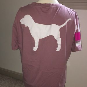 Victoria Secret Pink V Neck Campus Tee Sz Medium